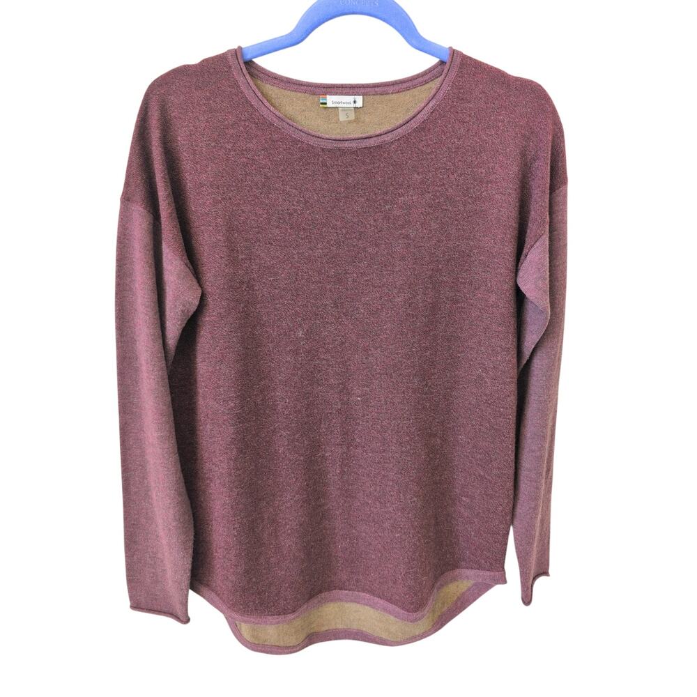 Smartwool Shadow Pine Colorblock Crew Sweater in Purple Heather size Small